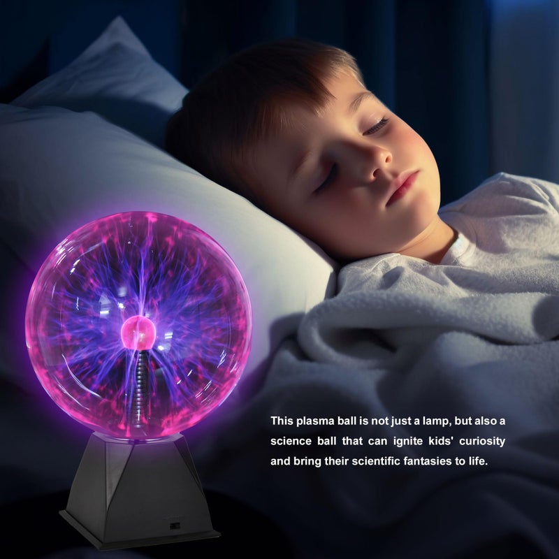 PowerTRC Plasma Ball, 8 inch Plasma Night Lamp, Batter Powered Respond to Touch & Sound Plasma Globe, Party/Science Props, Home Bedroom Decoration Christmas Novelty Gift for Kids - Image 3
